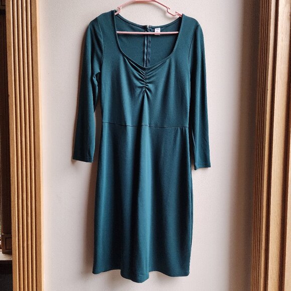 Old Navy Green Sweetheart Neckline Stretch Dress Size Petite Medium - Picture 1 of 14